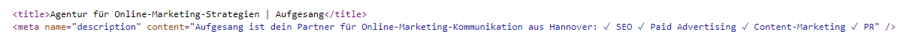 Screenshot HTML-Auszeichnung